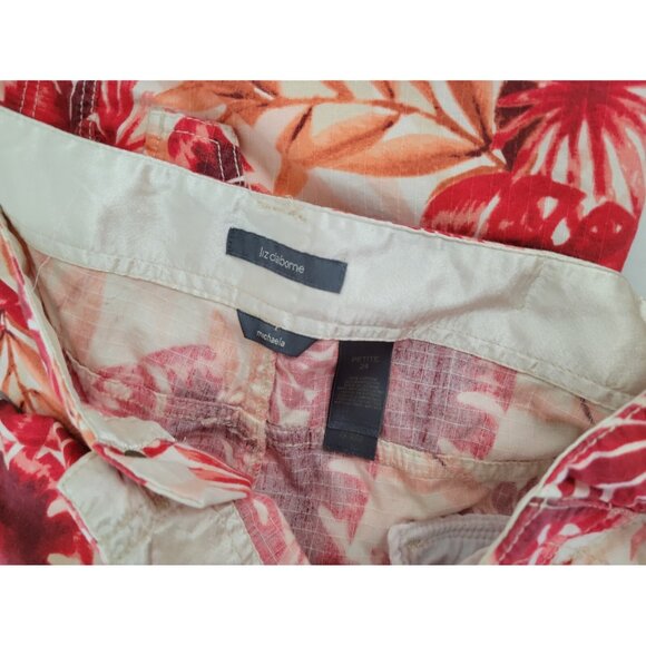 Liz Claiborne Women Pants 24P Plus Petite Michaela Capri Red Floral FLO72XE - Picture 8 of 9